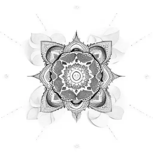 A yoga pose incorporated into a mandala design tattoo design idea