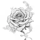 Blue Rose Vine with lock tattoo design idea