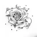 Blue Rose Vine with lock tattoo design idea