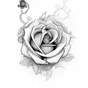 Blue Rose Vine with lock tattoo design idea
