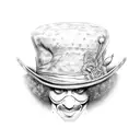 slash hat with mad hatter card tattoo design idea