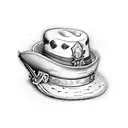 slash hat with mad hatter card tattoo design idea