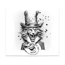 slash hat with mad hatter card tattoo design idea