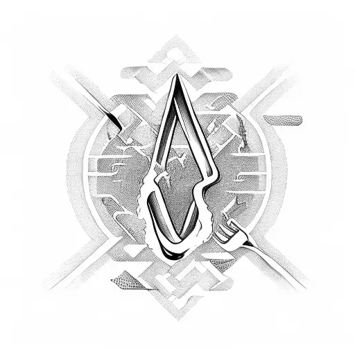 fork in the road that is in the shape of the letter m tattoo design idea