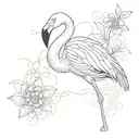 flamingo with honey comb background  tattoo design idea