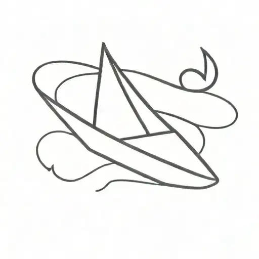 tiny outline paper boat and infinity symbol merging tattoo design idea