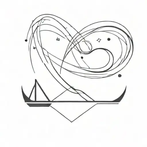 outline paper boat and infinity symbol combined tattoo design idea
