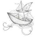 tiny outline paper boat and infinity symbol combined tattoo design idea