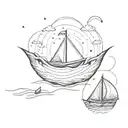 tiny outline paper boat and infinity symbol combined tattoo design idea