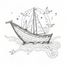 tiny outline paper boat and infinity symbol combined tattoo design idea
