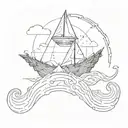 tiny outline paper boat and infinity symbol combined tattoo design idea