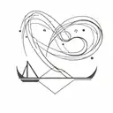outline paper boat and infinity symbol combined tattoo design idea