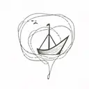 outline paper boat and infinity symbol combined tattoo design idea