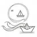tiny outline paper boat and infinity symbol tattoo design idea