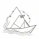 tiny outline paper boat and infinity symbol tattoo design idea
