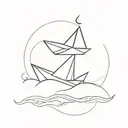 tiny outline paper boat and infinity symbol tattoo design idea