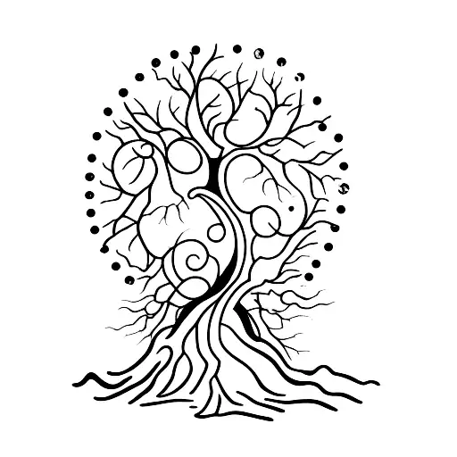 hourglass tree tattoo design idea
