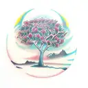 hourglass tree tattoo design idea