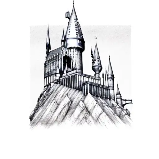 hogwarts castle tattoo design idea