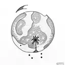 Palm Tree, Beach, Astronaut, moon rise tattoo design idea