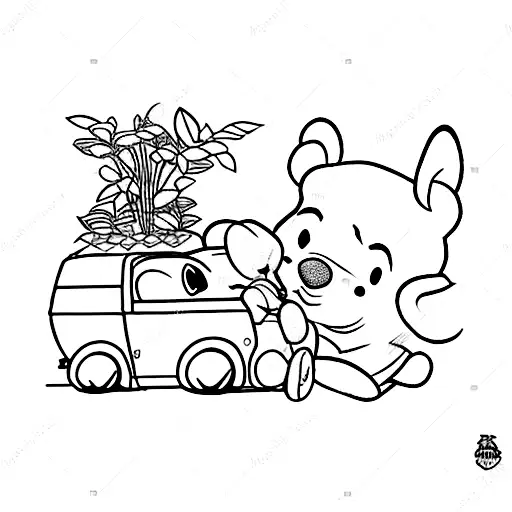 Miata (MX5) with Winnie the Pooh inside tattoo design idea