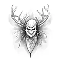 Ghostface in a buck hunting knife surrounded by red spider lilies tattoo design idea