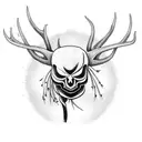 Ghostface in a buck hunting knife surrounded by red spider lilies tattoo design idea