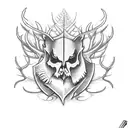 Ghostface in a buck hunting knife surrounded by red spider lilies tattoo design idea