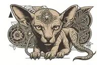 Egyptian sphynx with pyramids  tattoo design idea