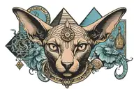 Egyptian sphynx with pyramids  tattoo design idea