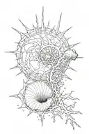  a combination of neuron and sea shell in an artistic interpretation; should be aesthetic tattoo design idea