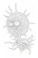  a combination of neuron and sea shell in an artistic interpretation; should be aesthetic tattoo design idea