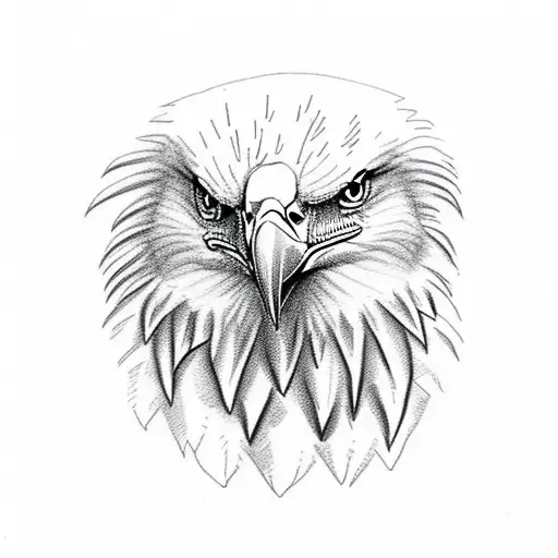 bald eagle head on a soldier's body tattoo design idea