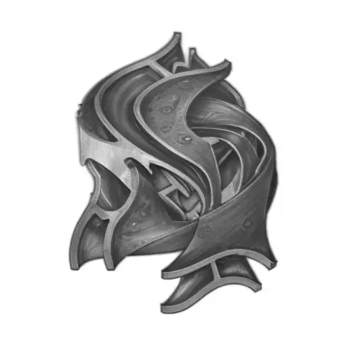 twisted steel I beams, includes initials "CSM", "LJM" and "KMM", rusted metal, fine lines and shading of edges tattoo design idea