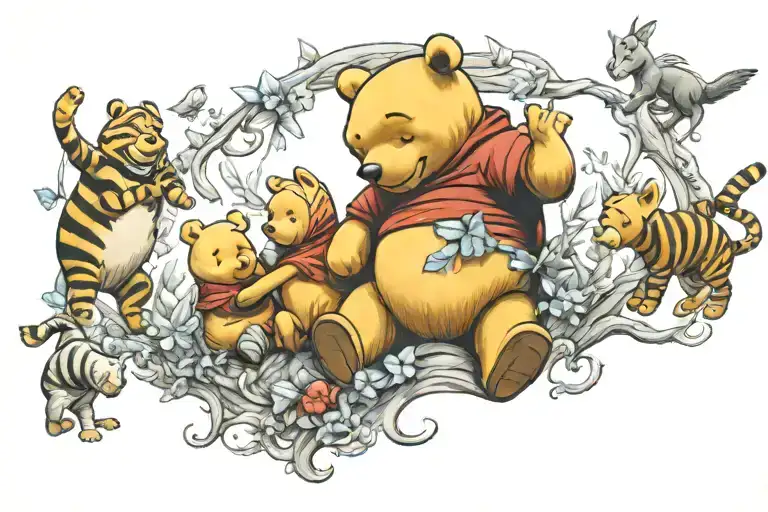 Winnie the Pooh and friends  tattoo design idea