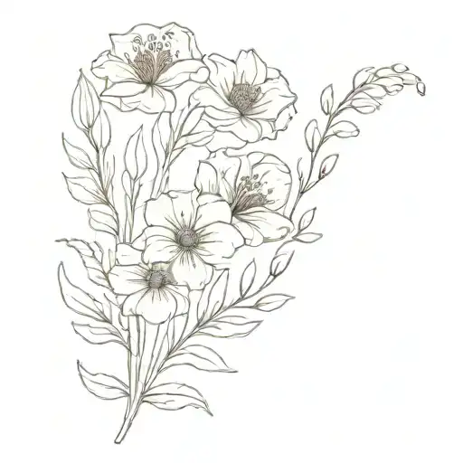birth flower bundle for  april, August, october and February  tattoo design idea