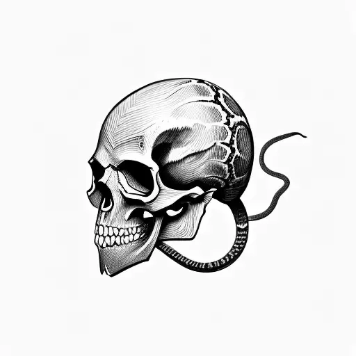 Skull and snake tattoo design idea