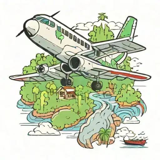 TRAVEL HILSS BOOKS PHILOSAPHY WOLF RIVER JUNGLE AEROPLANE tattoo design idea