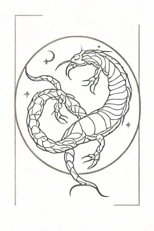 Scorpio entwining the moon. Draw a scorpion wrapping its tail or claws around the moon. tattoo design idea