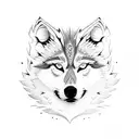 Half dog face half wolf face  tattoo design idea
