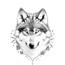 Half dog face half wolf face  tattoo design idea