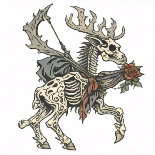 skeleton bow hunting a skeleton deer tattoo design idea