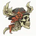 skeleton bow hunting with bucket hat  tattoo design idea