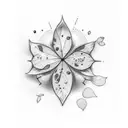 A minimalist design of a clover with the number 19 incorporated in the leaves tattoo design idea