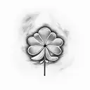 A minimalist design of a clover with the number 19 incorporated in the leaves tattoo design idea