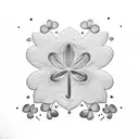 A minimalist design of a clover with the number 19 incorporated in the leaves tattoo design idea