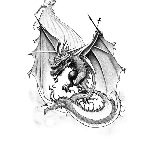 A tattoo of a dragon protecting a castle, symbolizing your role as a protective dad tattoo design idea