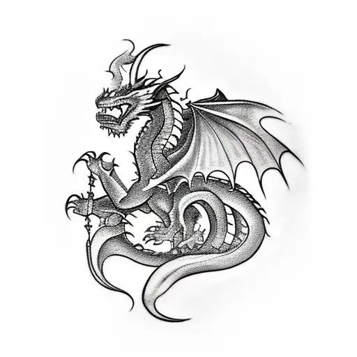 A tattoo of a dragon protecting a castle, symbolizing your role as a protective dad tattoo design idea