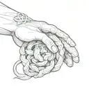 An open hand holding the  unconditional love knot symbol  tattoo design idea