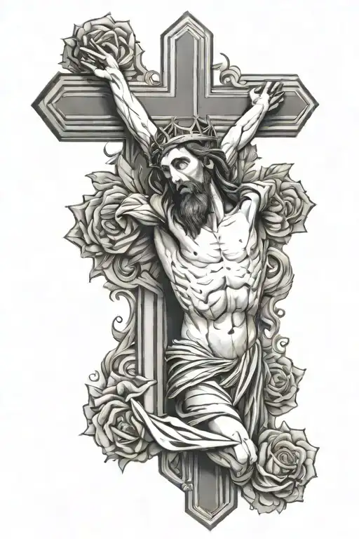crucifix jesus blood tattoo design idea